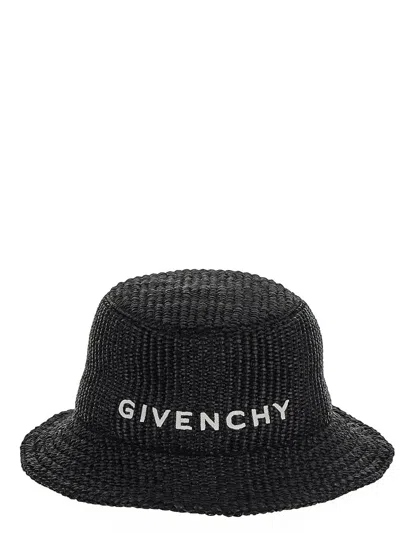 Givenchy Woven Raffia Bucket Hat In Black