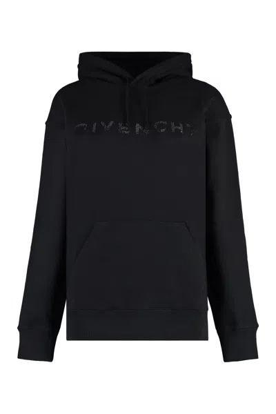 Givenchy Black Hoodie With Rhinestone Logo