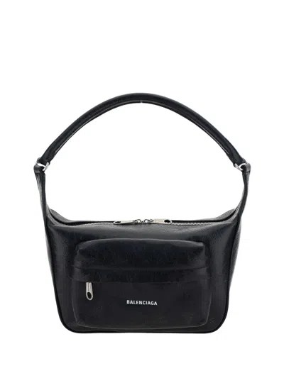 Balenciaga Raver Medium Creased-leather Shoulder Bag In Black