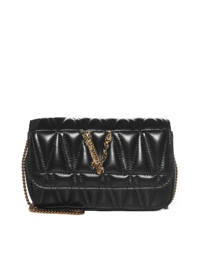 Versace Mini Virtus Crossbody Bag In Black