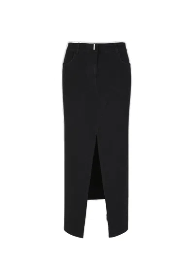 Givenchy Black Slit-detail Denim Maxi Skirt In Default Title