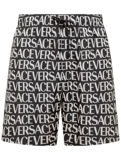 Versace Swimsuit In Nero+bianco