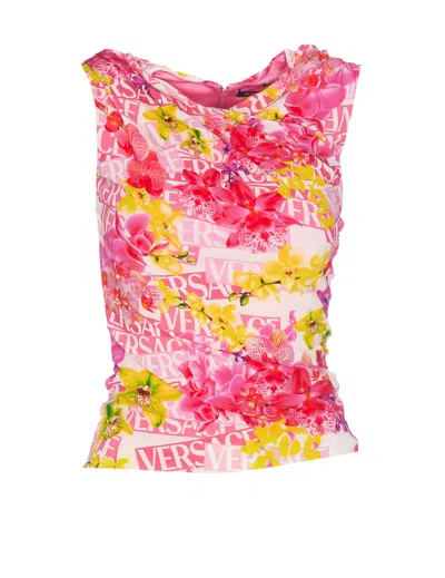 Versace Orchid Sleeveless Top In Pink