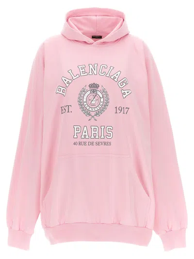 Balenciaga Hoodie With Logo Print In Pink