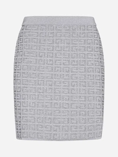 Givenchy 4g Jacquard Skirt In Silver