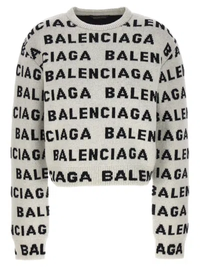 Balenciaga Crew-neck Wool Jumper In White