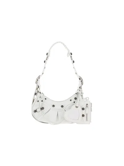 Balenciaga Le Cagole Leather Shoulder Bag In White