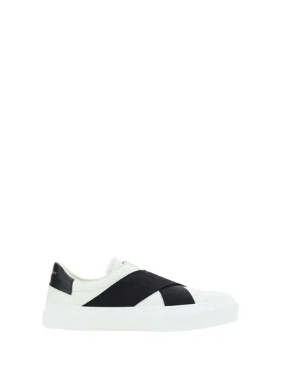 Givenchy City Sport Sneakers In Leather With Double Stripe In White/black