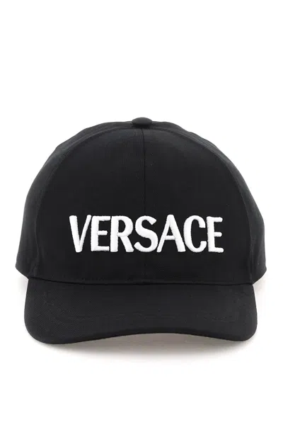 Versace Logo Baseball Cap In Black