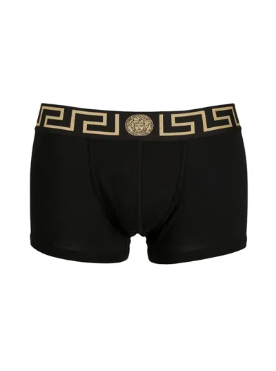 Versace Mens Black Cotton Boxers With Medusa Logo