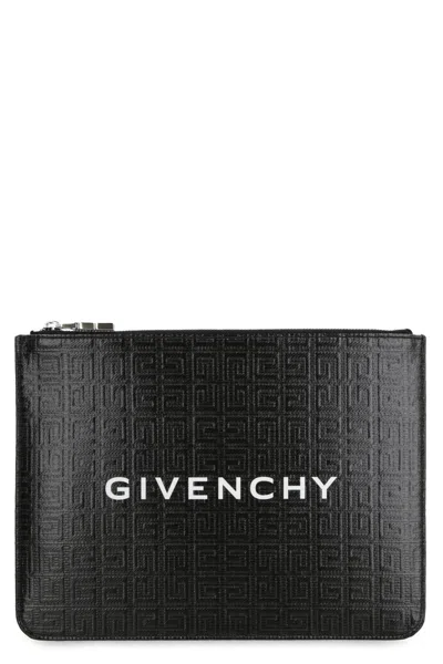Givenchy 4g Coated Canvas Flat Pouch In Black