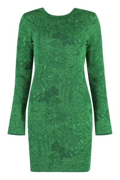 Givenchy Jacquard Knit Mini-dress In Green