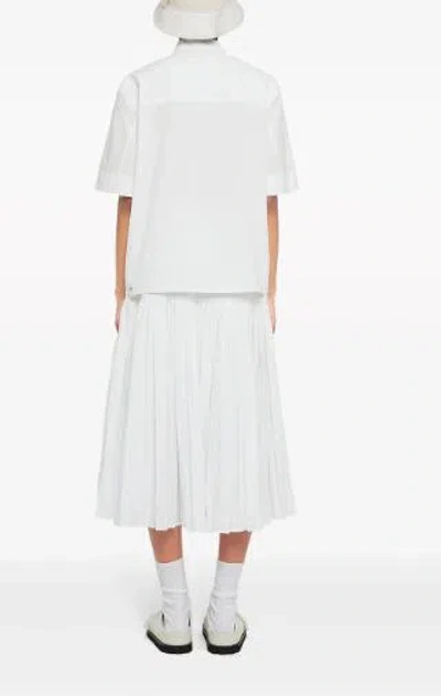 Jil Sander Long Pleated Skirt In White