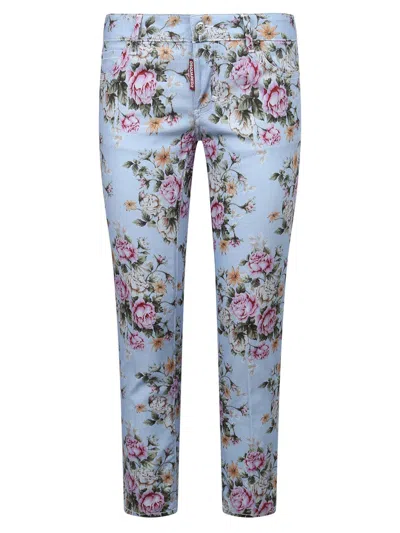 Dsquared2 Floral Print Cropped Trousers In Mix Of Colours