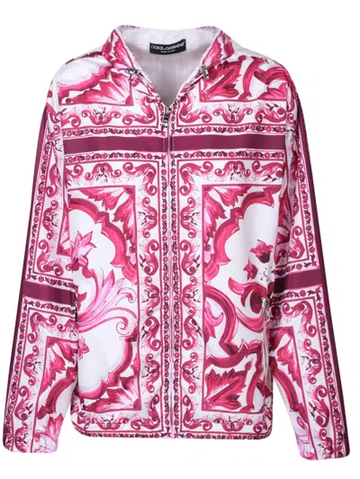Dolce & Gabbana Majolica Printed Zipped Hoodie In Variante Abbinata