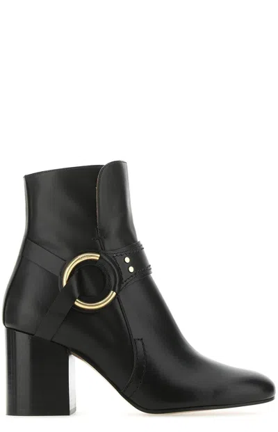 Chloé Block Heel Boots In Black