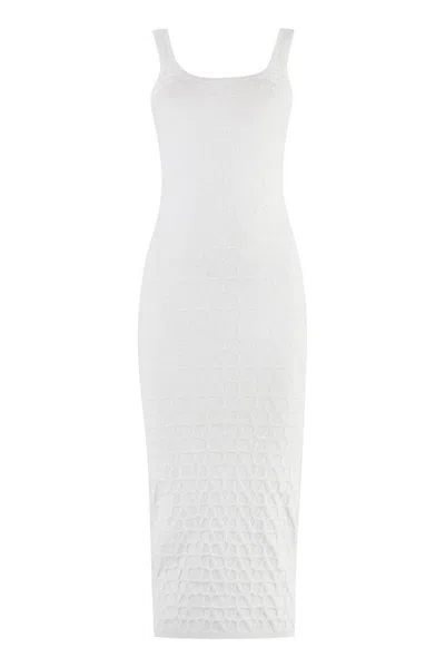 Valentino Toile Iconograph-jacquard Midi Dress In White