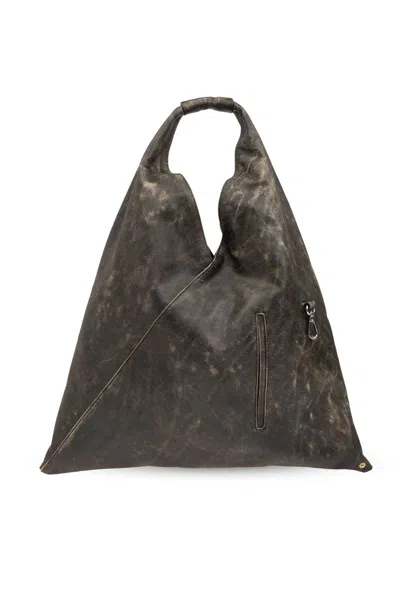 Mm6 Maison Margiela Japanese Medium Tote Bag In Black/almond Buff