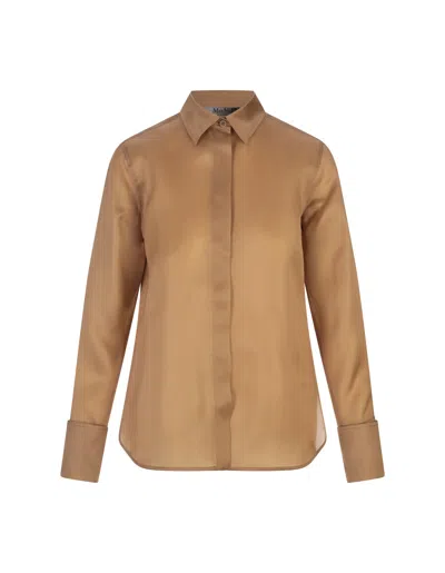 Max Mara Light Brown Nola Shirt In Leather