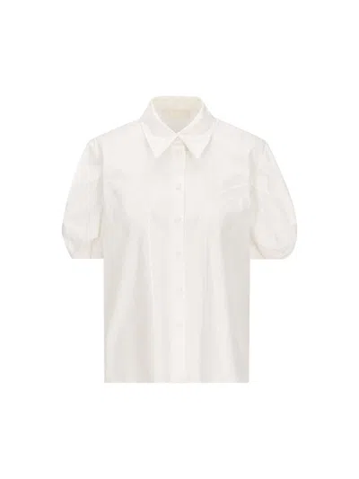 Chloé Embroidered Balloon-sleeved Shirt In Iconic Milk