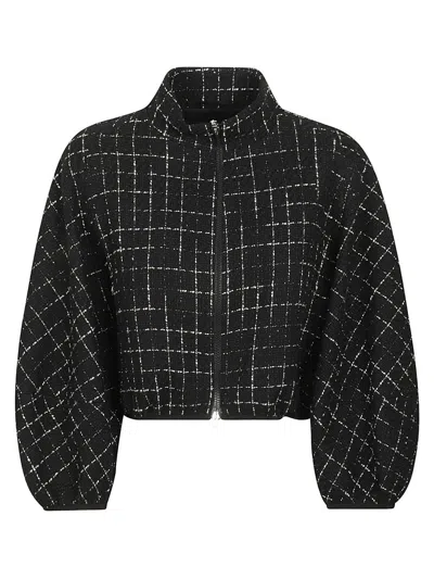 Herno Grid-patterned Cropped Jacket In Black