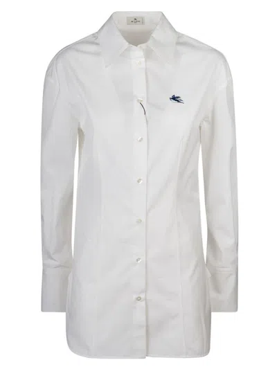 Etro Logo Embroidered Buttoned Shirt In White