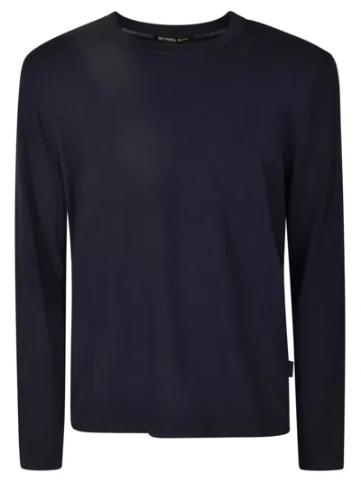 Michael Kors Round Neck Plain Sweater In Navy