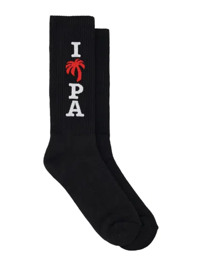 Palm Angels Logo Intarsia Socks In Black