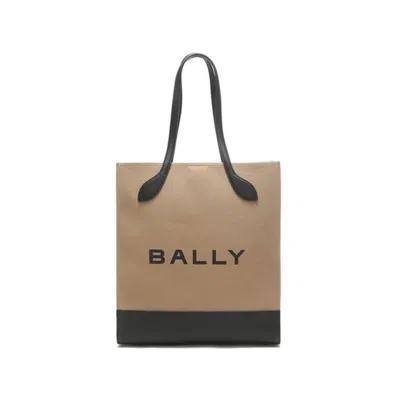 Bally Bar Logo-print Tote Bag In Brown