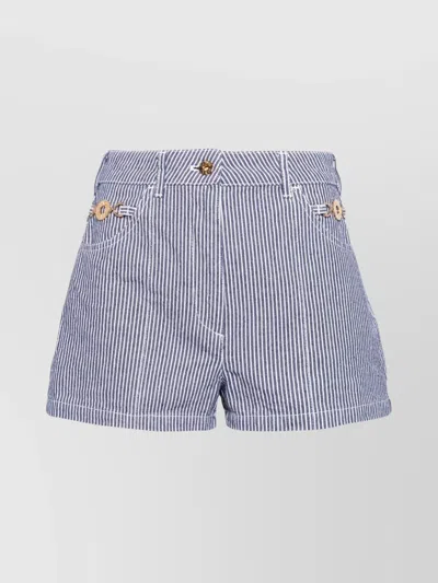 Patou Striped Cotton Shorts In Blue