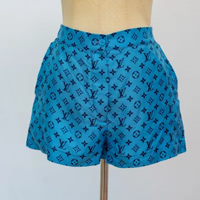 Pre-owned Louis Vuitton Blue Monogram Silk Shorts