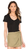 James Perse Casual V Neck Tee With Reverse Binding In Black