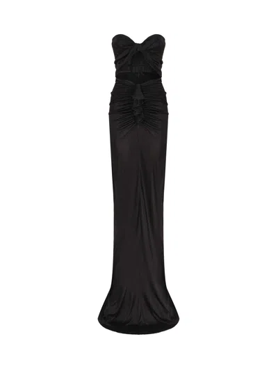 Saint Laurent Cut-out Bustier Dress In Jersey In Black