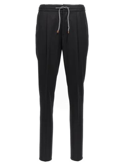 Brunello Cucinelli Wool Pants With Front Pleats In Black