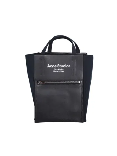Acne Studios Papery Logo Printed Tote Bag In Black