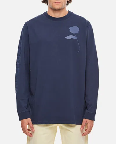 Jacquemus Le T-shirt Ciceri Cotton Long Sleeve In Blue