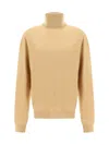Saint Laurent Fine-knit Slouchy Rollneck Sweater In Camel