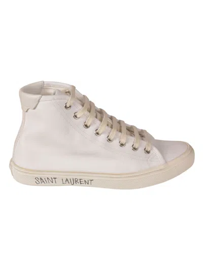 Saint Laurent Malibu High Top Sneakers In White