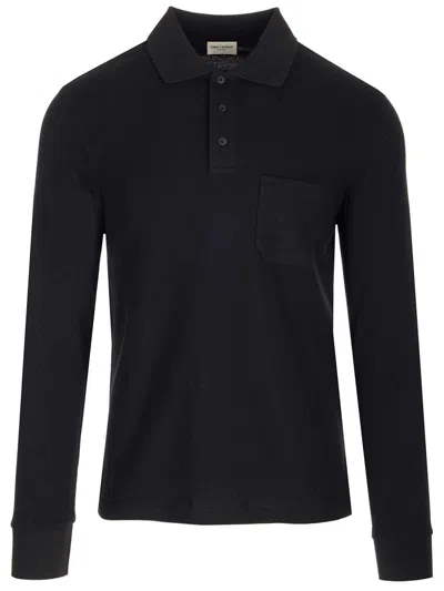 Saint Laurent Button Detailed Long-sleeved Polo Shirt In Default Title