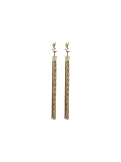 Saint Laurent Loulou Gold Brass Earrings In Dore Clair