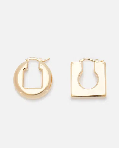 Jacquemus Les Boucles Rond Carre Brass Earrings In Golden