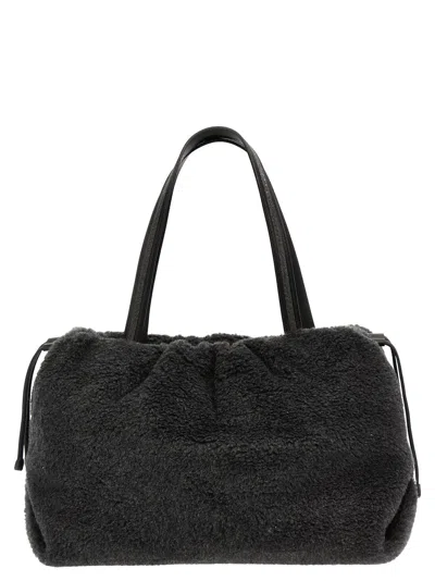 Brunello Cucinelli Teddy Fabric Handbag In Black