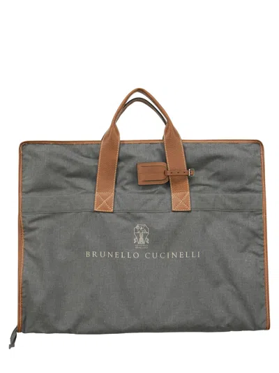 Brunello Cucinelli Cotton And Leather Covers In Gray