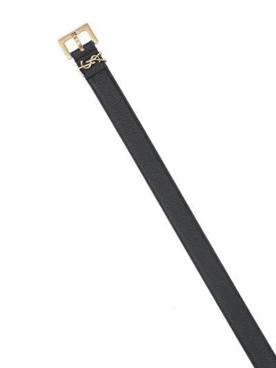 Saint Laurent Cassandre Belt In Nero