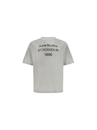 Acne Studios Stockholm 1996 Logo T-shirt In Pale Grey Melange
