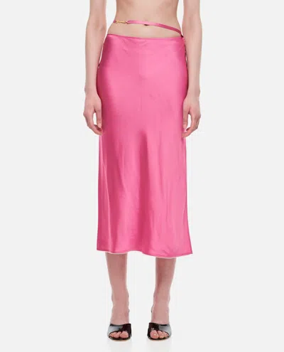 Jacquemus La Jupe Notte Satin Midi Skirt In Pink