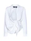 Jacquemus Bahia Draped Tie Collared Shirt In White