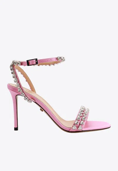Mach & Mach Crystal-embellished 100mm Sandals In Pink
