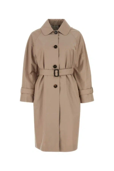 Max Mara The Cube Beige Twill Ftrench Trench Coat  In Brown