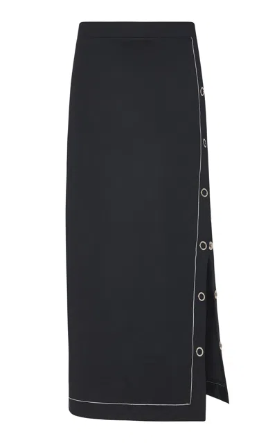 Rosetta Getty Press-stud Midi Skirt In Black